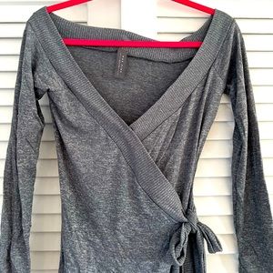 Gray Wrap Sweater Dress